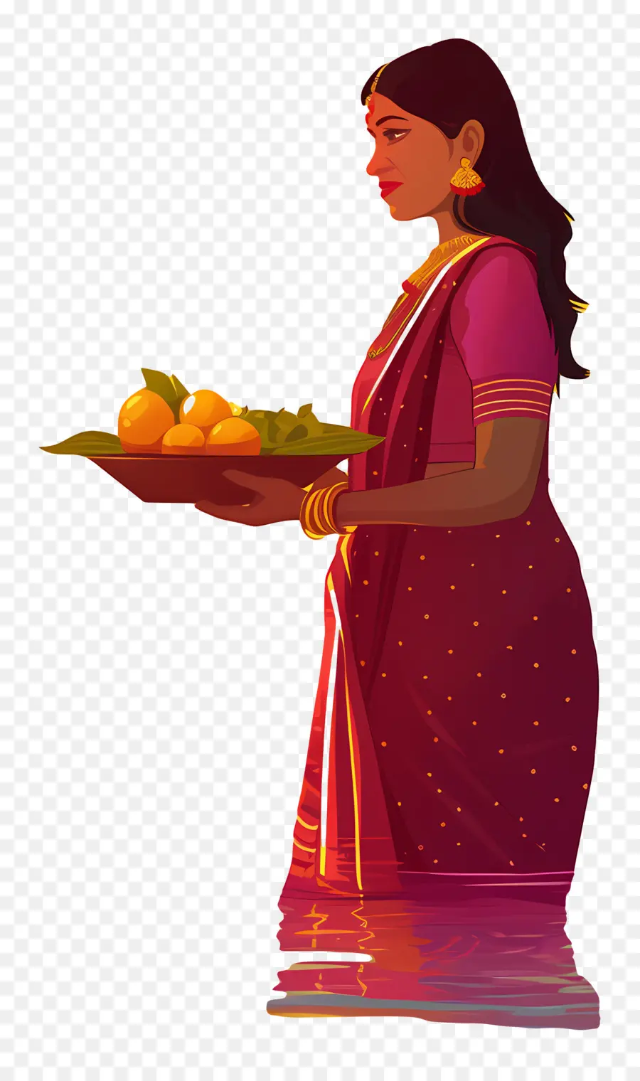 Chhath Puja，Wanita Dengan Piring Buah PNG