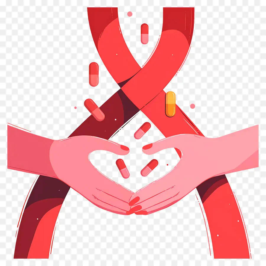 Hari Aids Sedunia，Tangan Dan Pita PNG