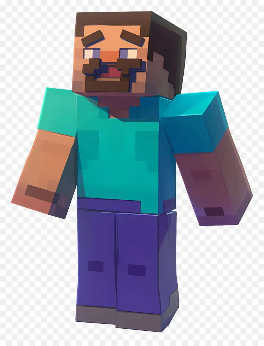 Minecraft Steve，Karakter Berpiksel PNG