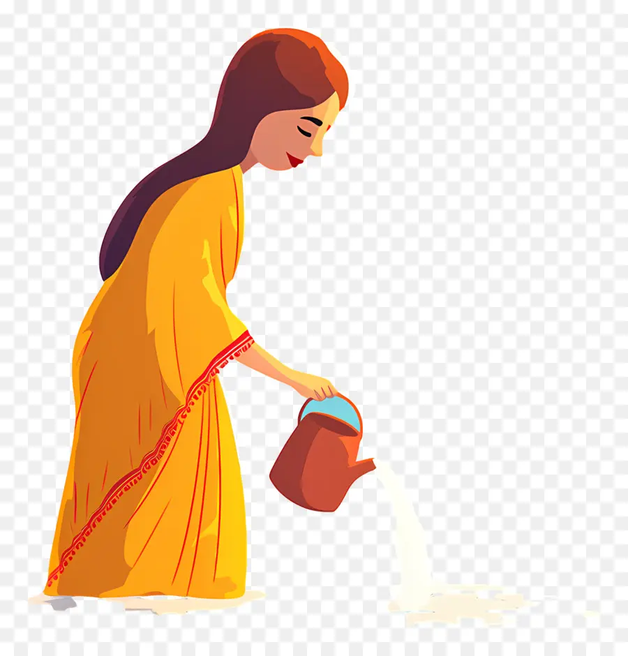 Chhath Puja，Wanita Menuangkan Air PNG