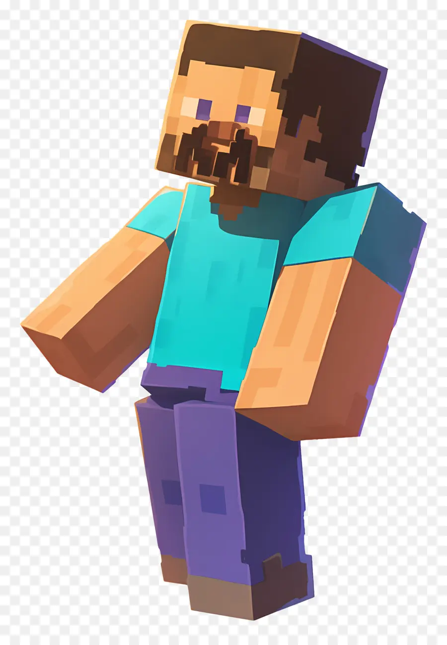 Minecraft Steve，Karakter Berpiksel PNG