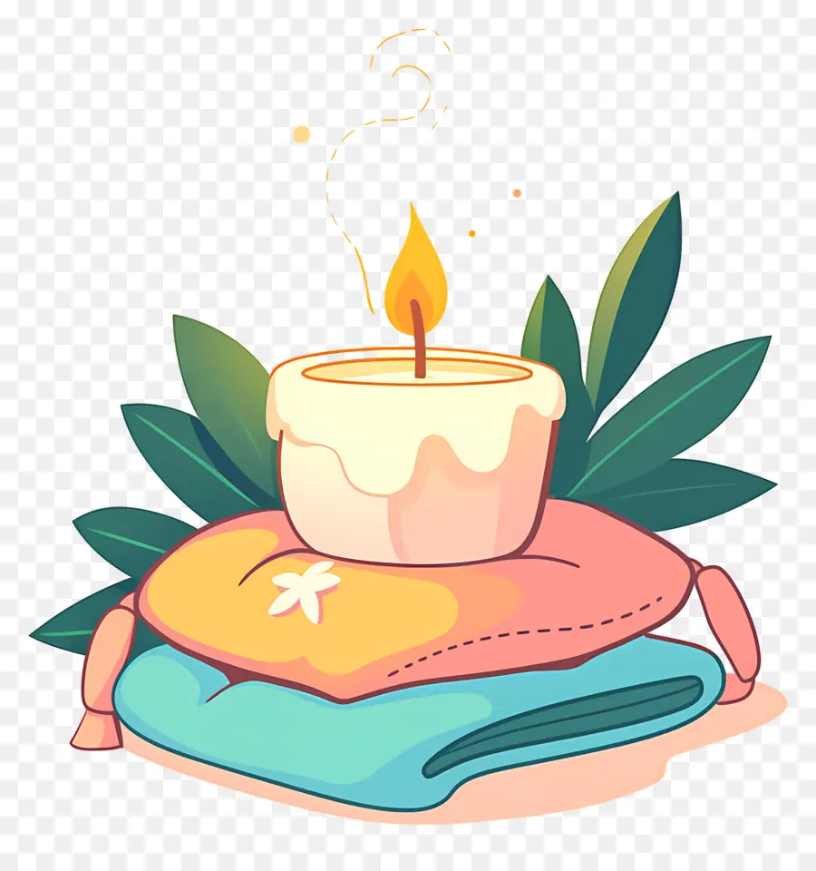 Lilin Aromaterapi，Lilin Dengan Daun PNG