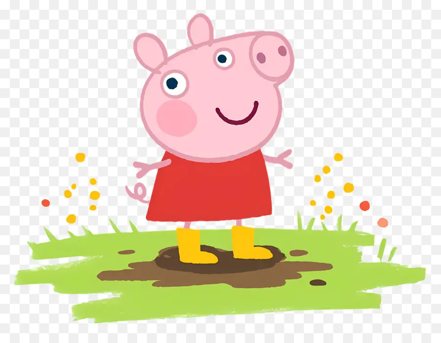 Peppa Babi，Babi Kartun Dengan Gaun Merah PNG