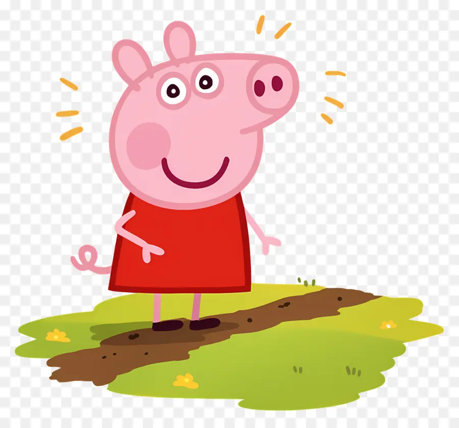 Peppa Babi，Babi Kartun Dengan Gaun Merah PNG