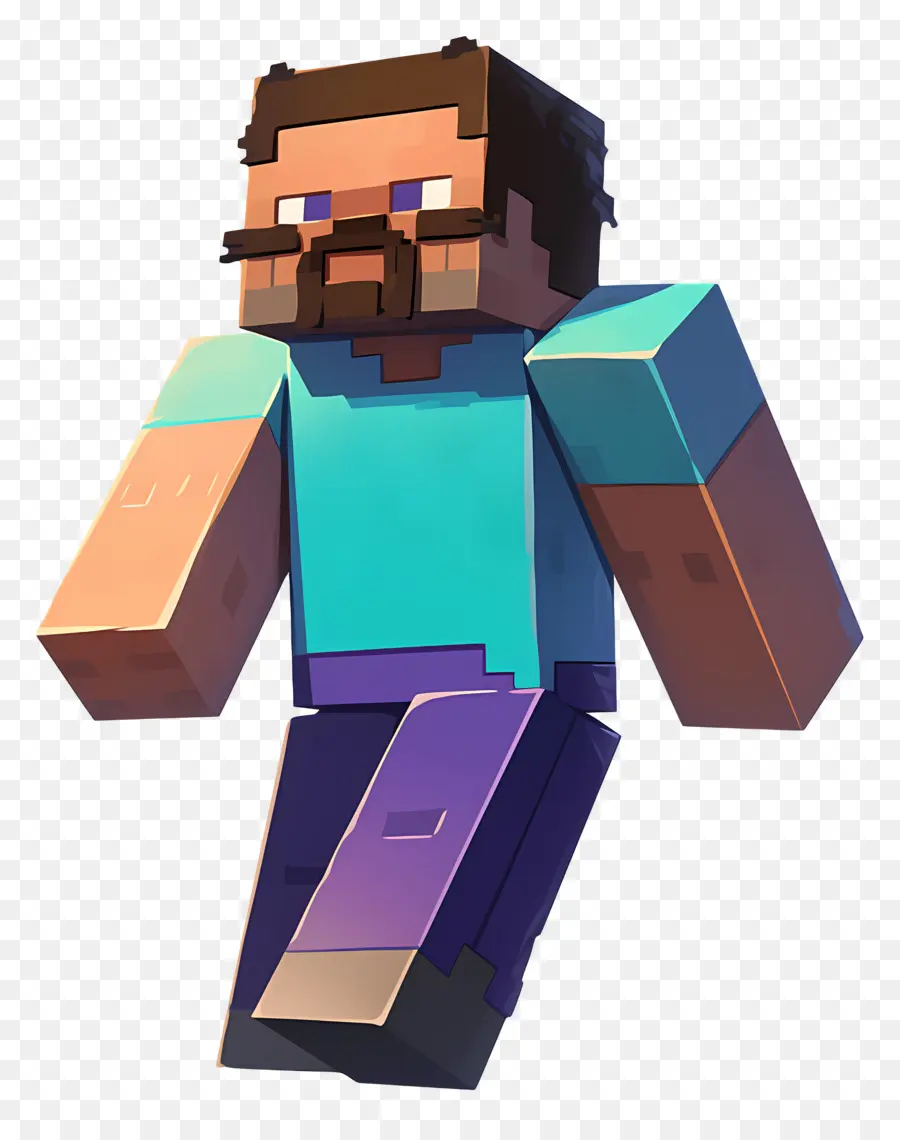 Minecraft Steve，Karakter Berpiksel PNG