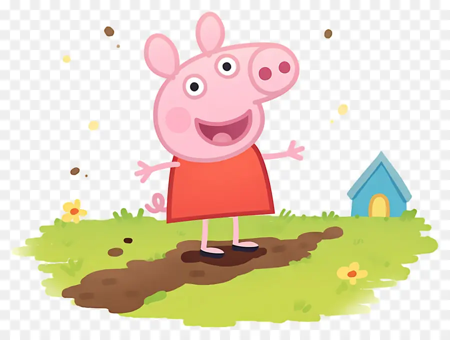 Peppa Babi，Babi Kartun Dengan Gaun Merah PNG