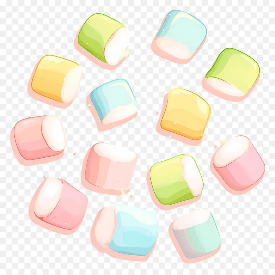 Marshmallow，Marshmallow Berwarna Warni PNG