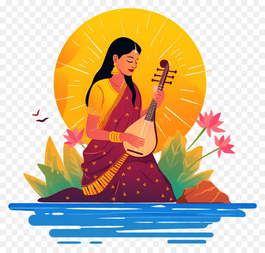 Chhath Puja，Wanita Dengan Alat Musik PNG