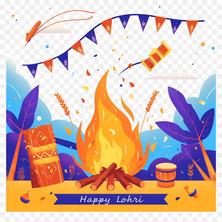 Selamat Lohri，Api Unggun Lohri PNG