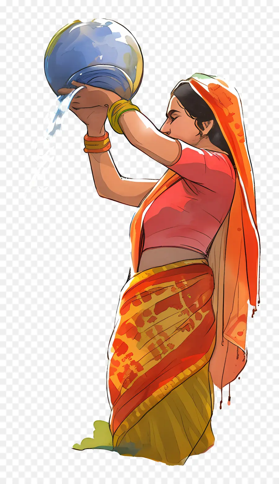 Chhath Puja，Wanita Dengan Pot PNG