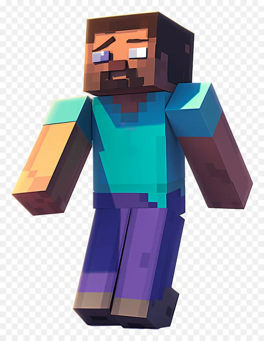 Minecraft Steve，Karakter Berpiksel PNG