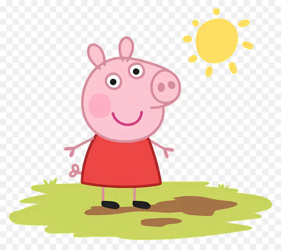 Peppa Babi，Babi Kartun Dengan Gaun Merah PNG