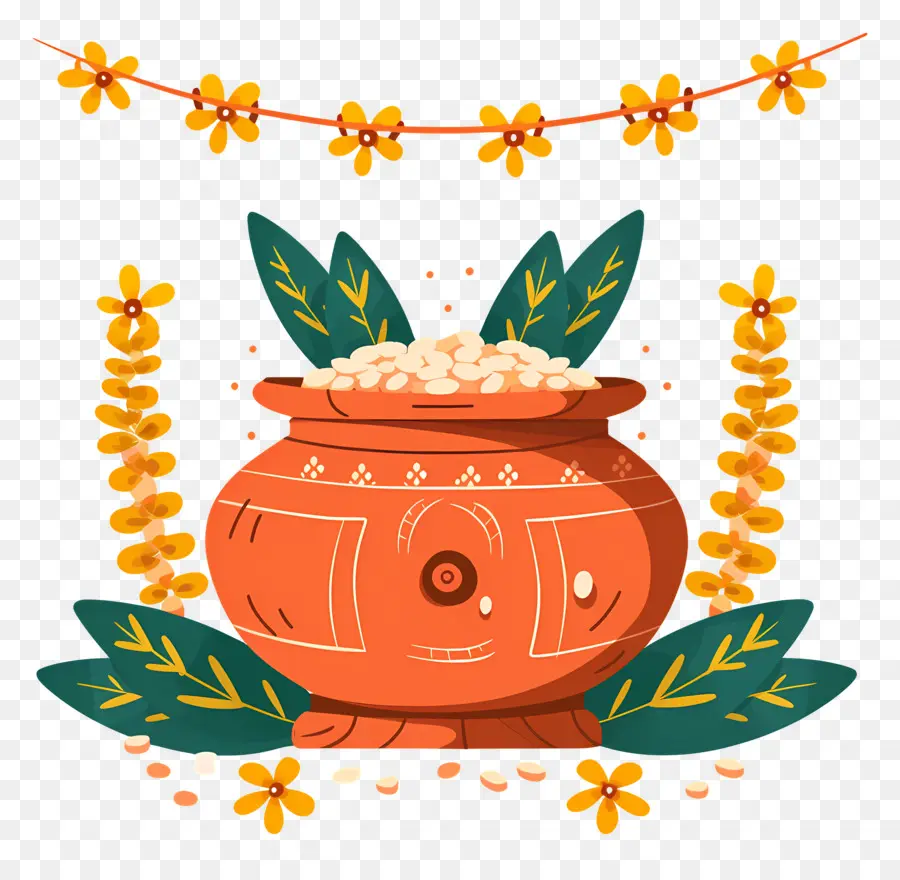 Selamat Ugadi，Pot Dengan Daun PNG