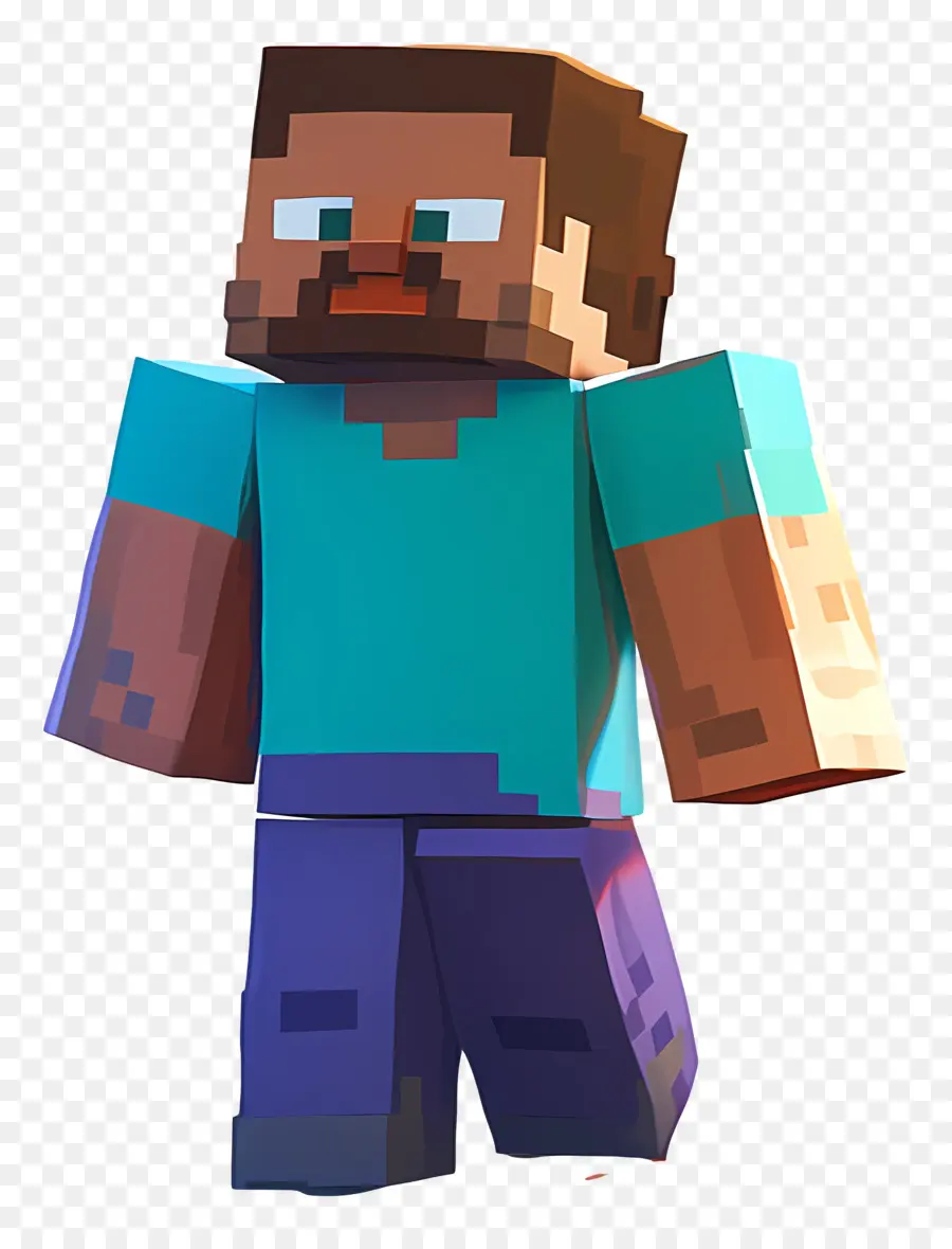 Minecraft Steve，Karakter Berpiksel PNG