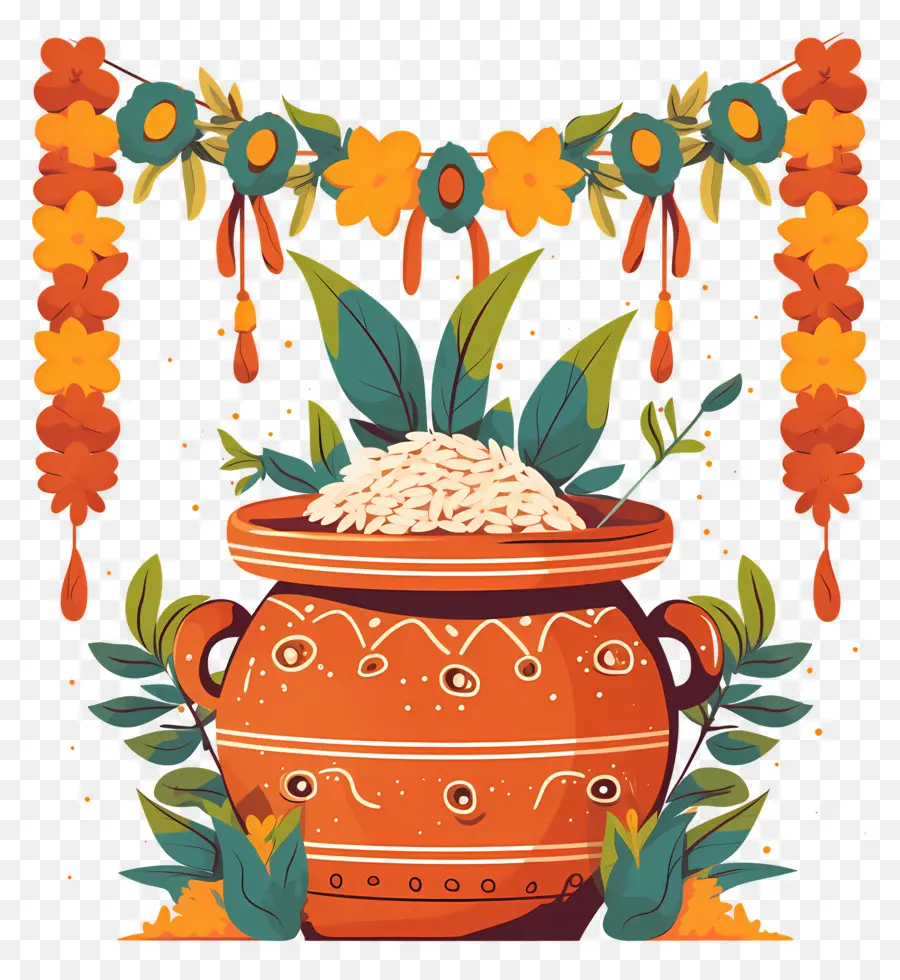 Selamat Ugadi，Pot Hias Dengan Nasi PNG