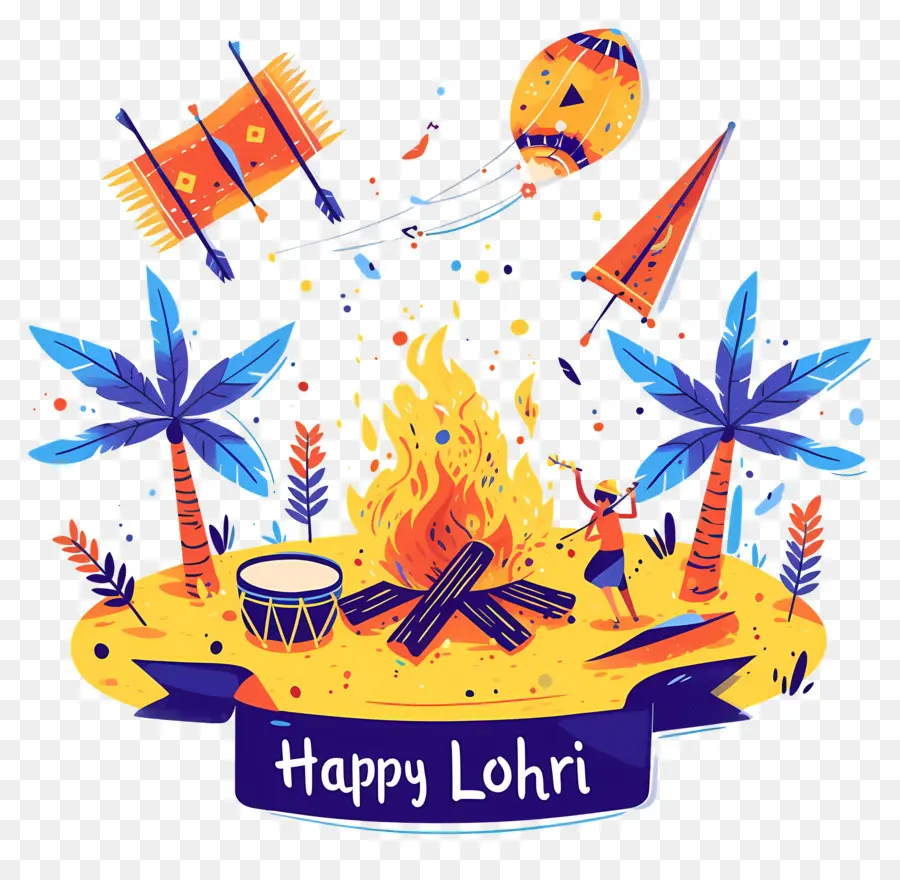 Selamat Lohri，Api Unggun PNG