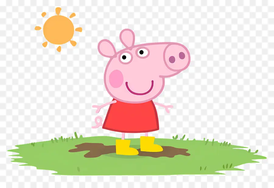 Peppa Babi，Babi Kartun Dengan Gaun Merah PNG