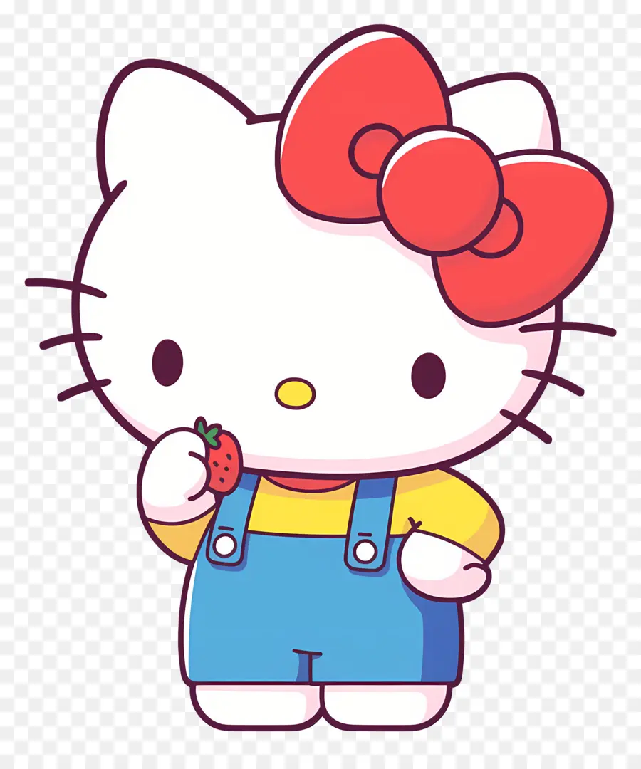 Hello Kitty Dengan Stroberi，Kucing Kartun Dengan Stroberi PNG