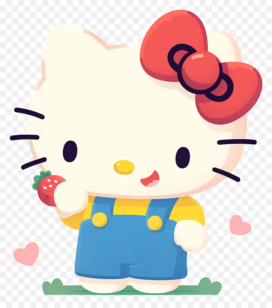 Hello Kitty Dengan Stroberi，Kucing Kartun Dengan Stroberi PNG