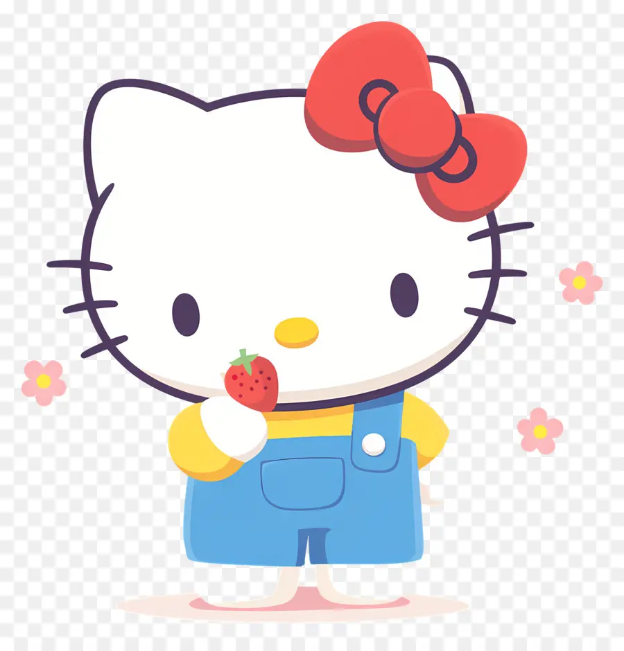 Hello Kitty Dengan Stroberi，Kucing Kartun Dengan Stroberi PNG