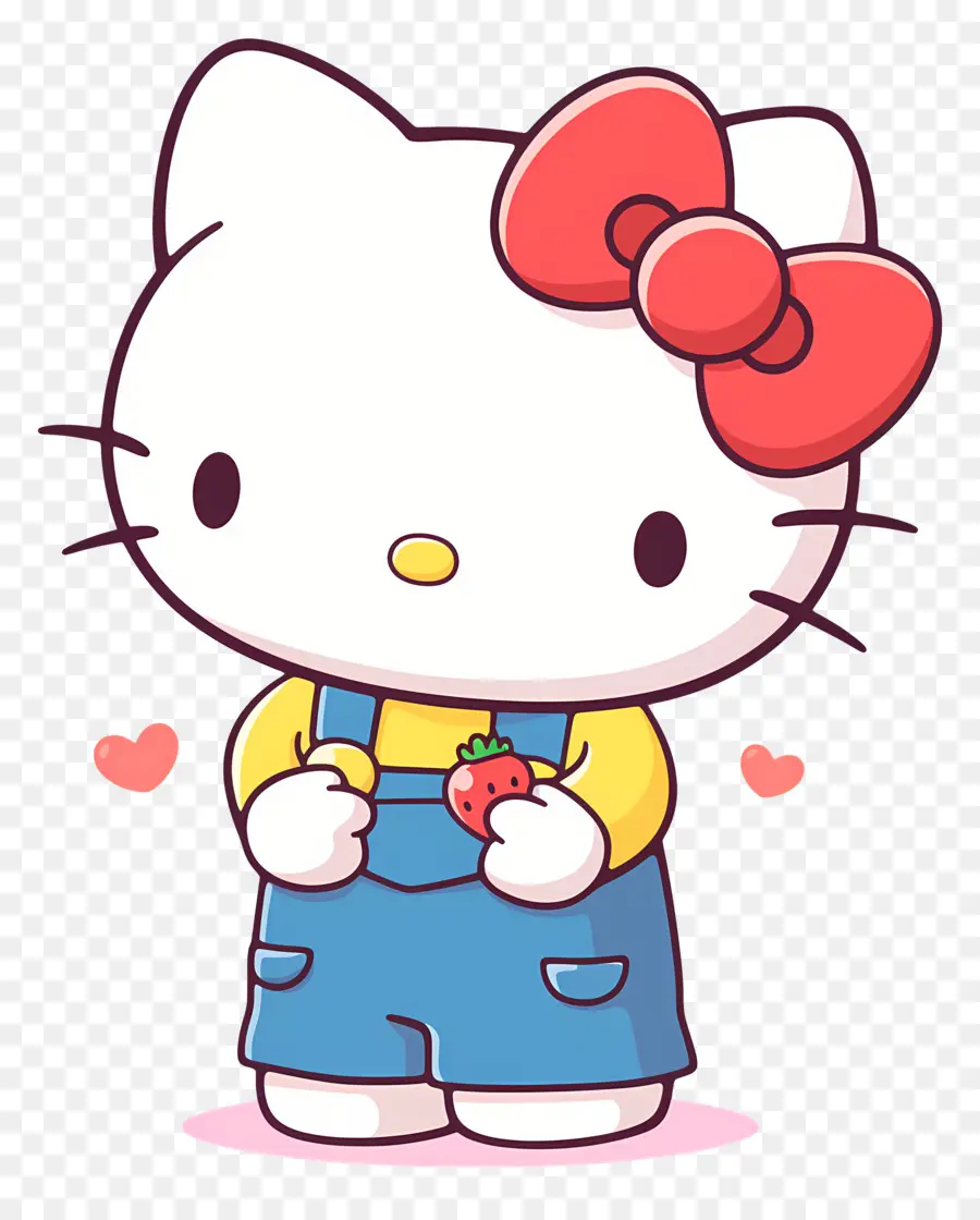 Hello Kitty Dengan Stroberi，Kucing Kartun Dengan Stroberi PNG