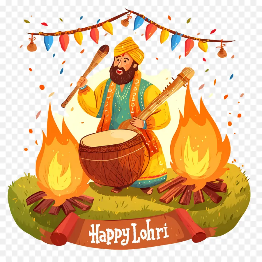 Lohri，Pria Dengan Drum PNG