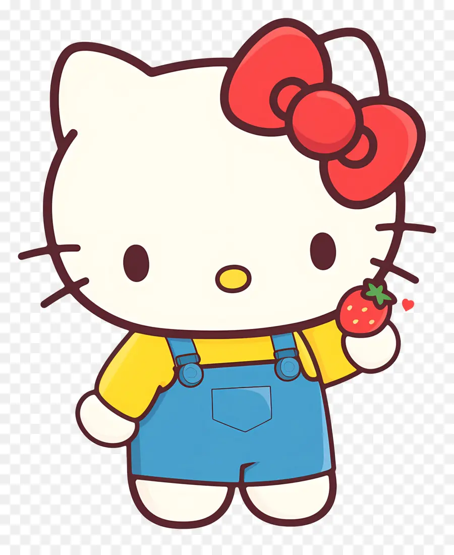 Hello Kitty Dengan Stroberi，Kucing Kartun Dengan Stroberi PNG