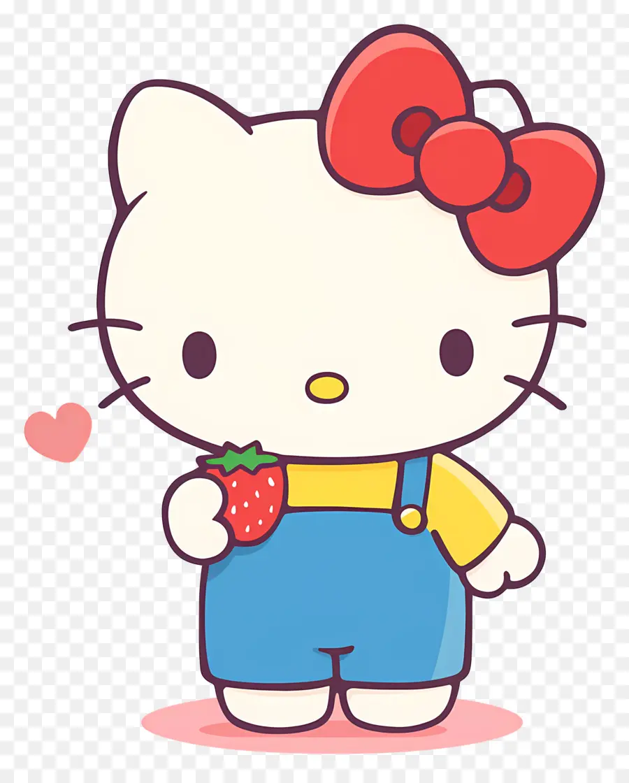 Hello Kitty Dengan Stroberi，Kucing Kartun Dengan Stroberi PNG