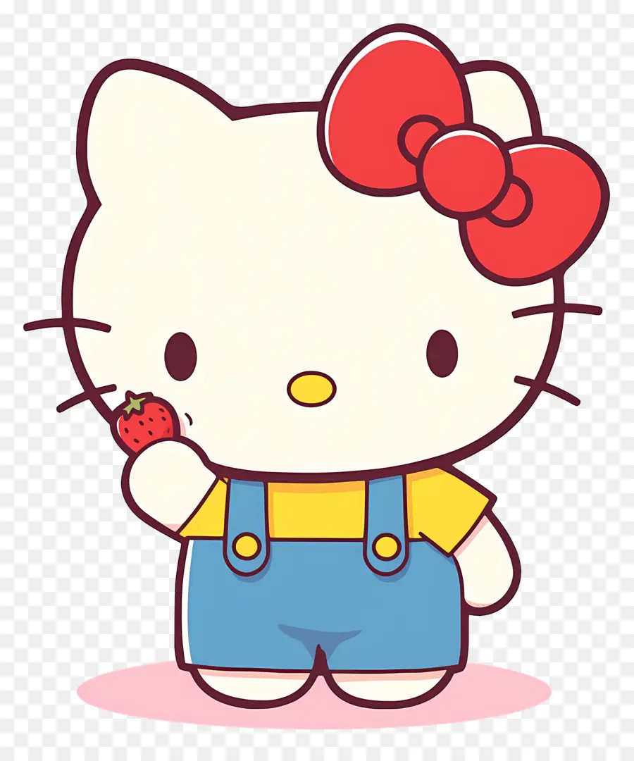 Hello Kitty Dengan Stroberi，Kucing Kartun Dengan Stroberi PNG