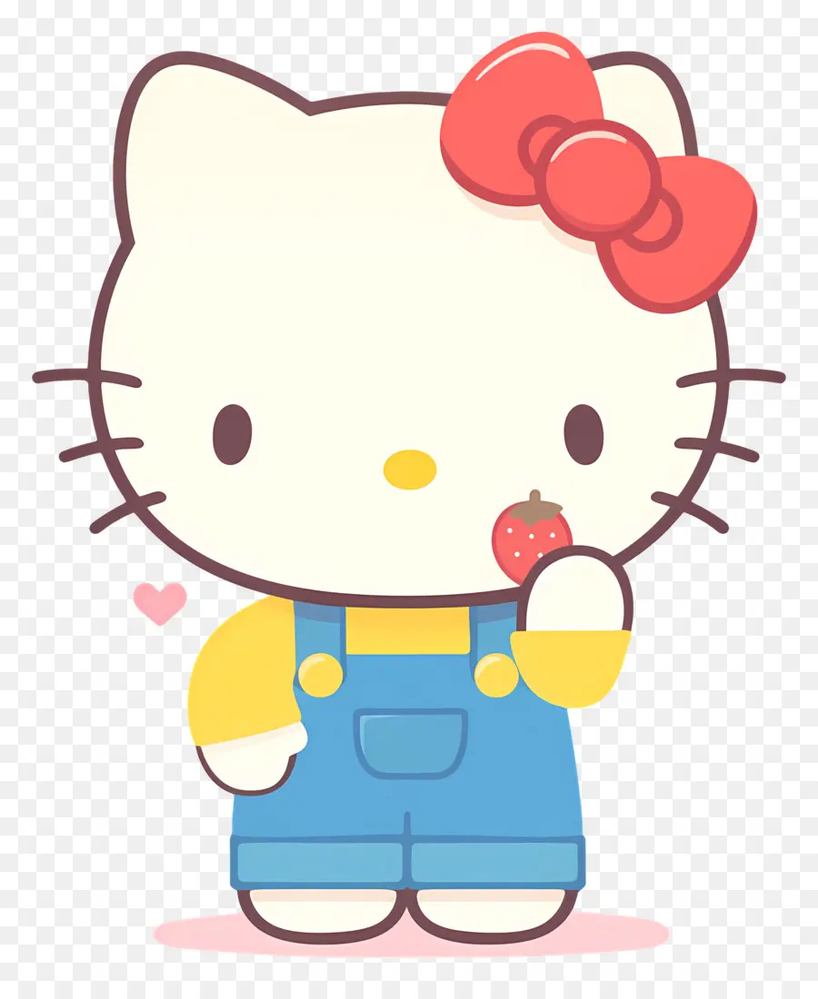 Hello Kitty Dengan Stroberi，Kucing Kartun Dengan Stroberi PNG