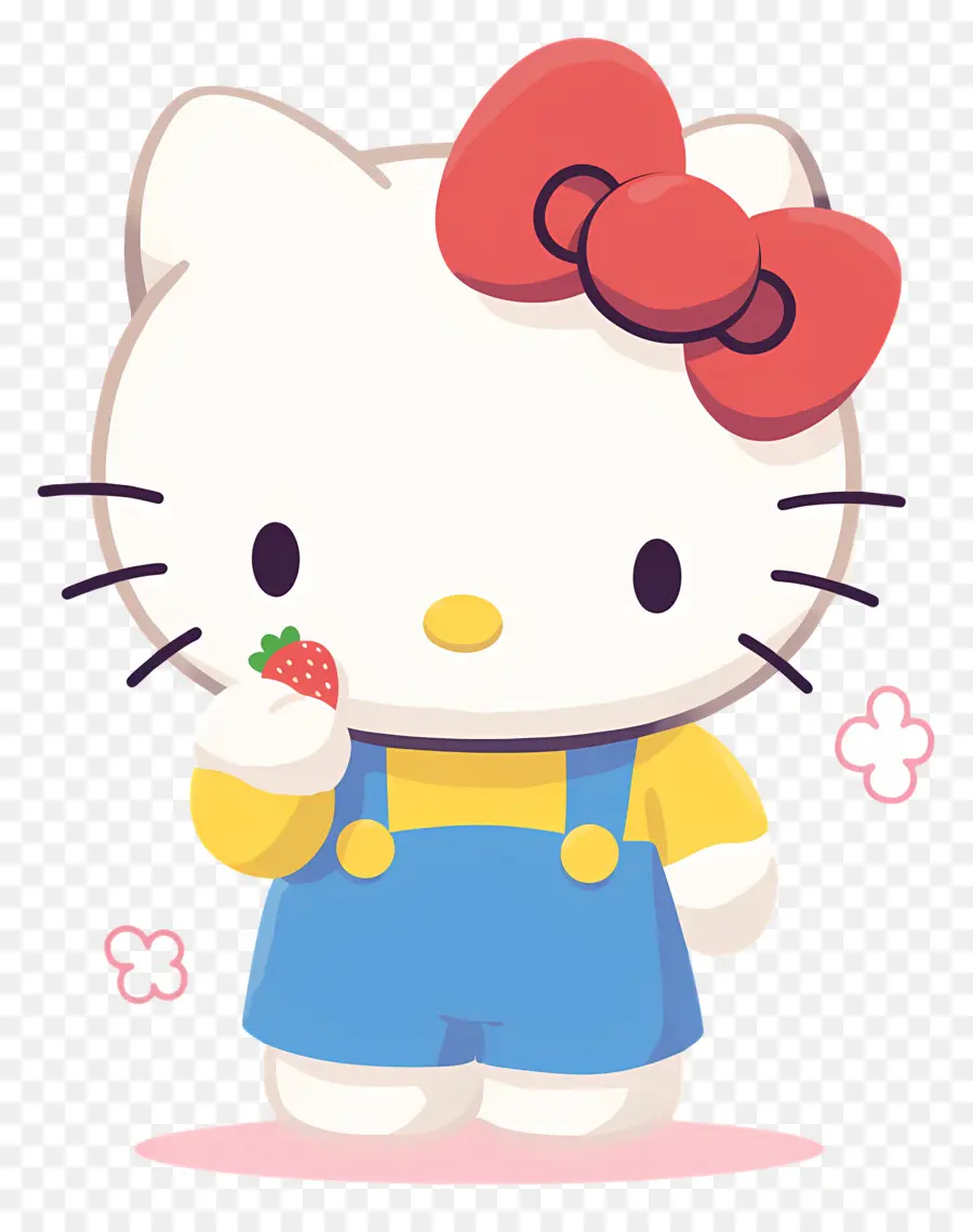 Hello Kitty Dengan Stroberi，Kucing Kartun Dengan Stroberi PNG