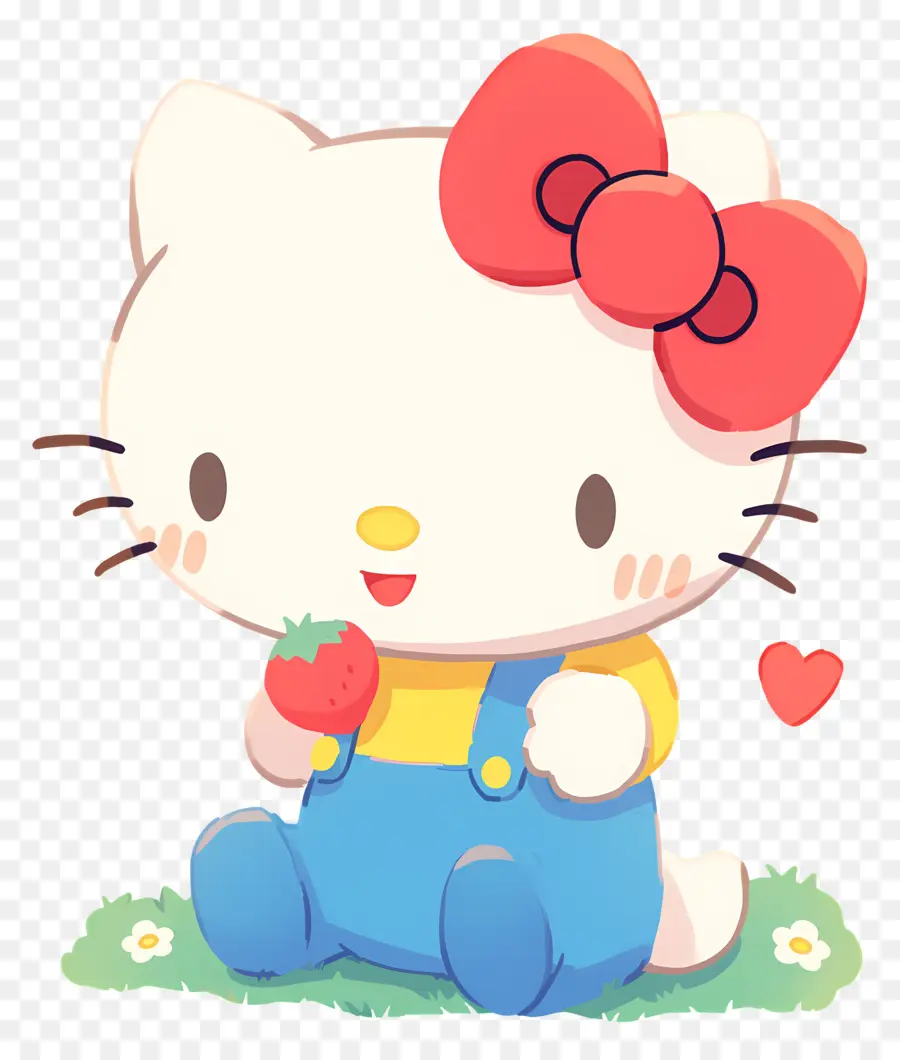 Hello Kitty Dengan Stroberi，Kucing Kartun Dengan Stroberi PNG