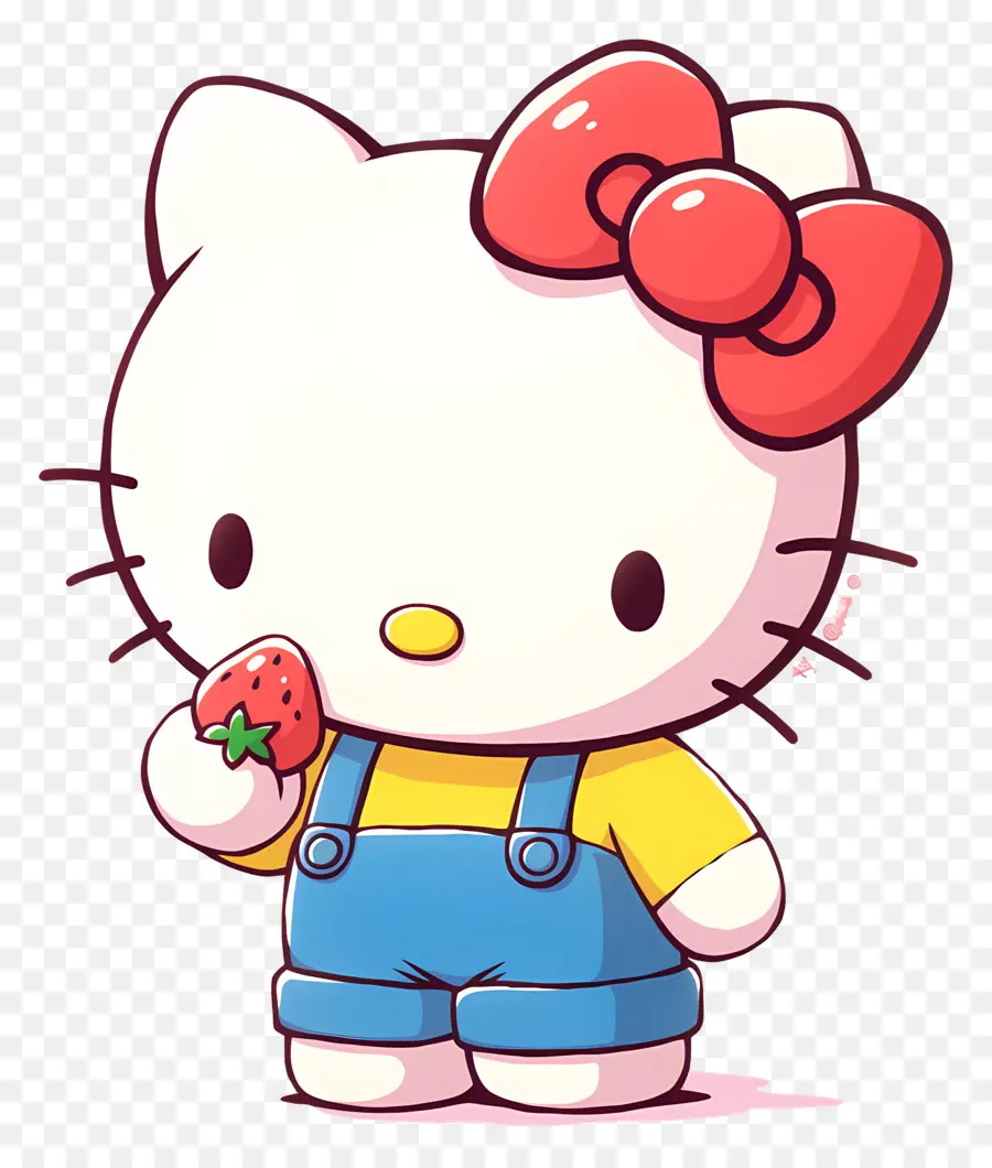 Hello Kitty Dengan Stroberi，Kucing Kartun Dengan Stroberi PNG