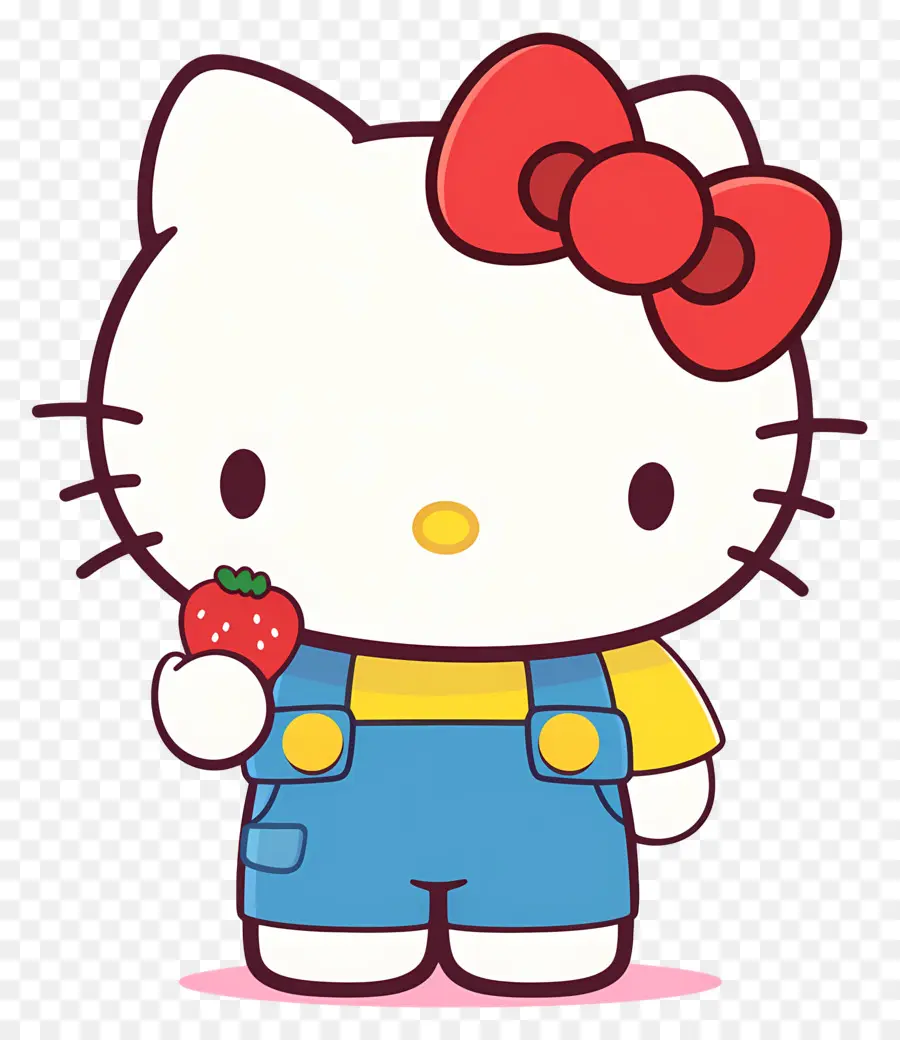 Hello Kitty Dengan Stroberi，Kucing Kartun Dengan Stroberi PNG