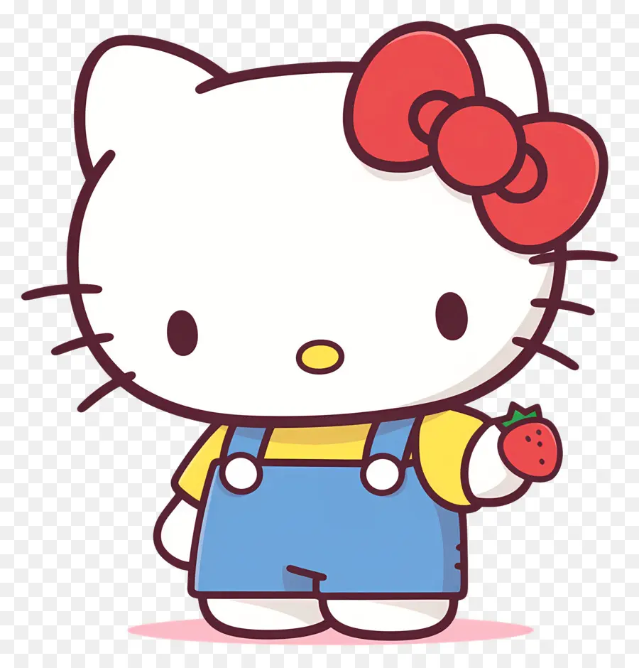 Hello Kitty Dengan Stroberi，Kucing Kartun Dengan Stroberi PNG