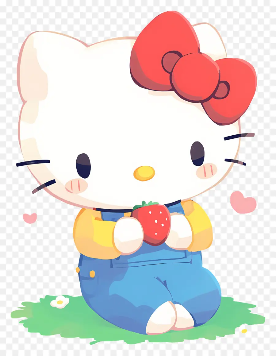 Hello Kitty Dengan Stroberi，Kucing Kartun Dengan Stroberi PNG