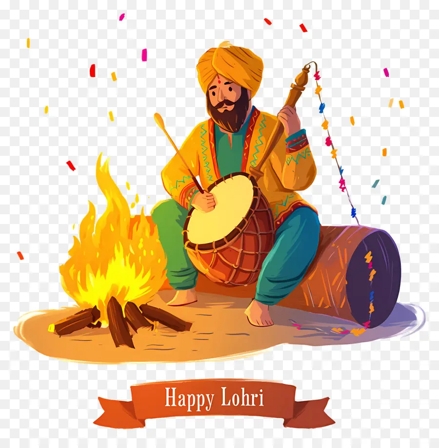 Lohri，Pria Dengan Drum PNG