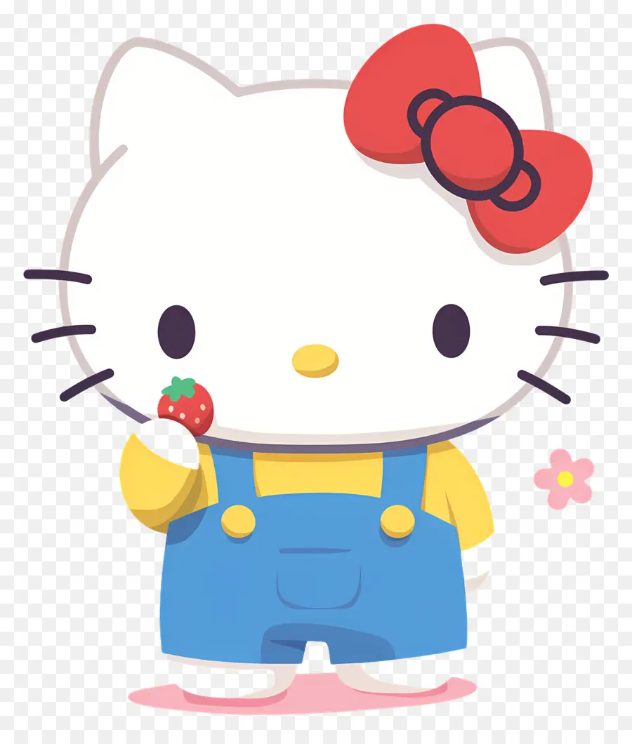 Hello Kitty Dengan Stroberi，Kucing Kartun Dengan Stroberi PNG