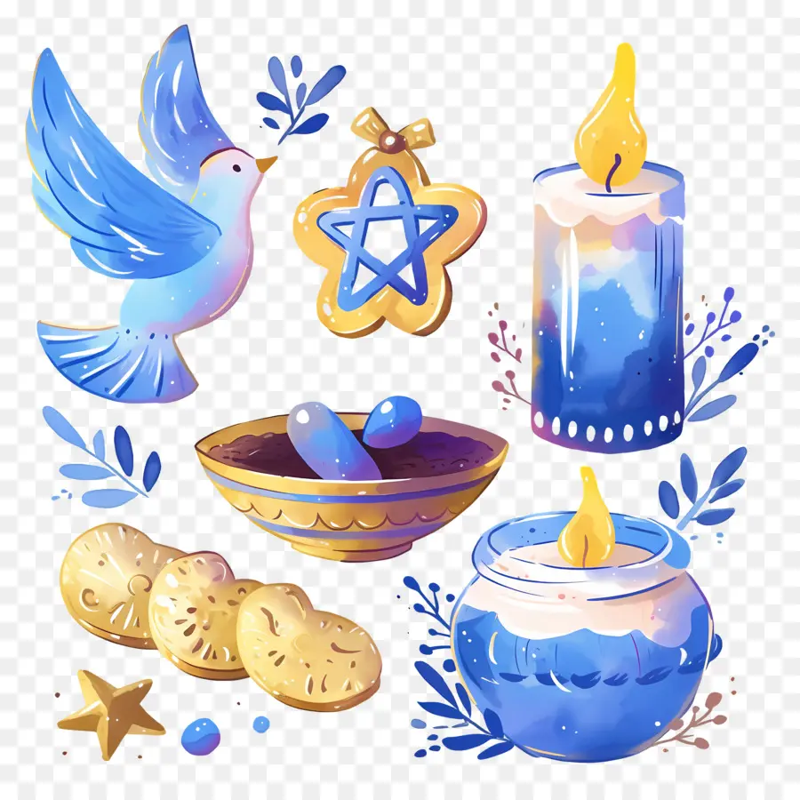 Dekorasi Hanukkah，Elemen Hanukkah Biru PNG