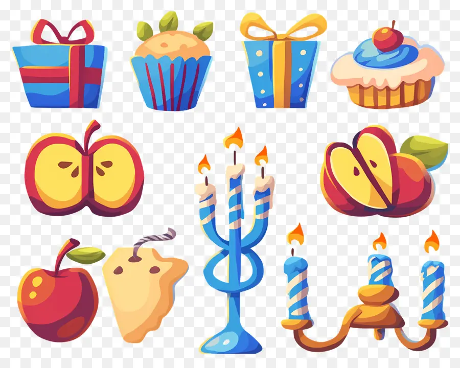 Dekorasi Hanukkah，Hadiah Dan Kue Mangkok PNG