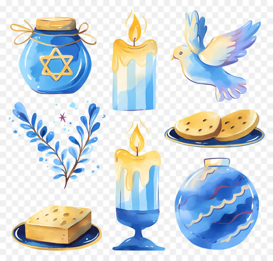 Dekorasi Hanukkah，Elemen Hanukkah Biru PNG