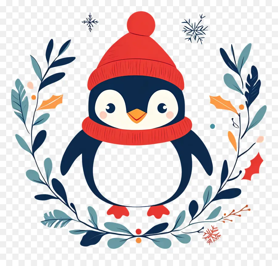 Pinguin Natal，Penguin Dengan Pakaian Musim Dingin PNG