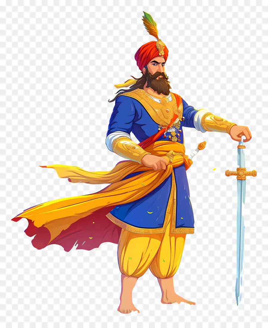 Guru Govind Singh Jayanti，Prajurit Dengan Pedang PNG