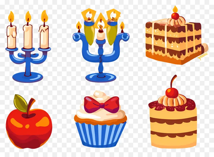 Dekorasi Hanukkah，Hadiah Dan Kue Mangkok PNG