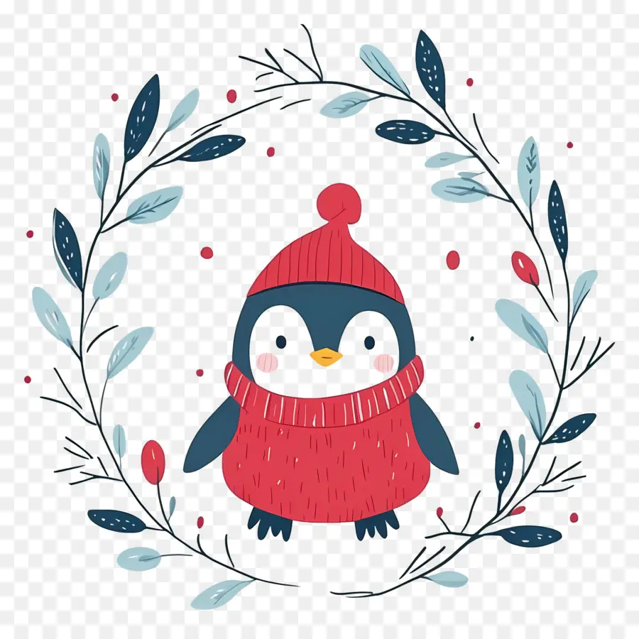 Pinguin Natal，Penguin Dengan Pakaian Musim Dingin PNG