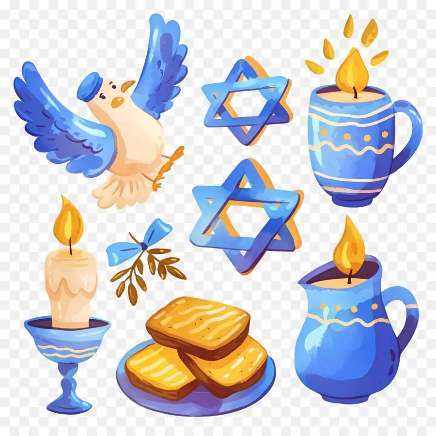 Dekorasi Hanukkah，Elemen Hanukkah Biru PNG