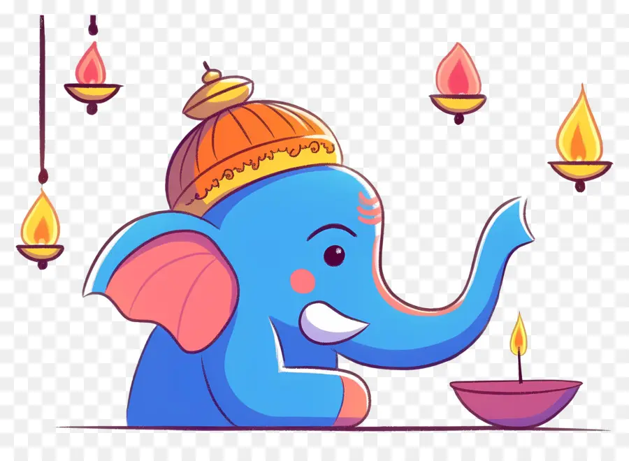 Ganesa Chaturthi，Kepala Gajah Dengan Lampu PNG