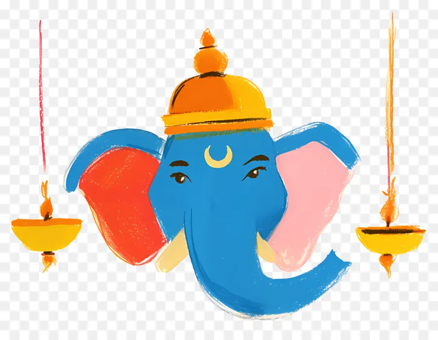 Ganesa Chaturthi，Kepala Gajah Dengan Lampu PNG