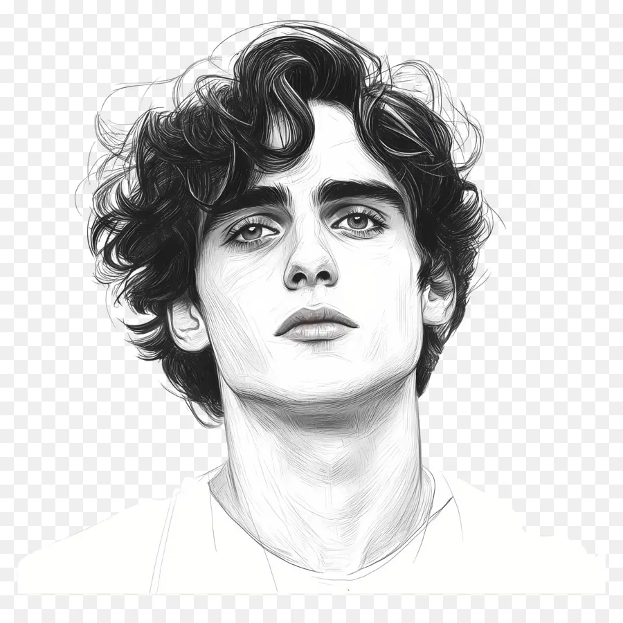 Timothee Chalamet，Potret Hitam Putih PNG