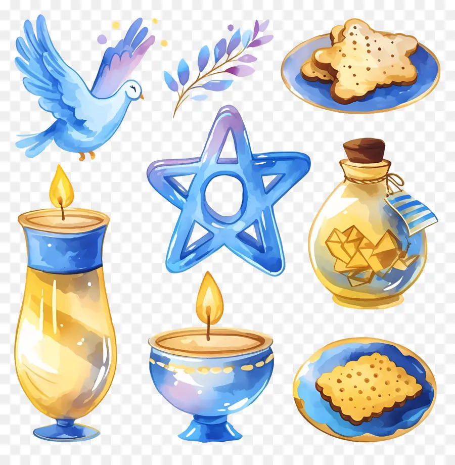 Dekorasi Hanukkah，Elemen Hanukkah Biru PNG